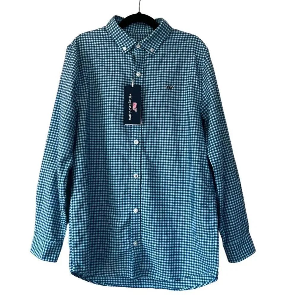 NWT! Vineyard Vines Checkered Tradewinds Flannel Button Down Size M